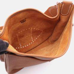 Pre Owned Hermes Evelyne Troyes Gold Clemence Leather Shoulder Bag PM