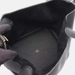 Pre Owned Hermes Picotin Lock Black Clemence Leather Tote MM 060991Cc