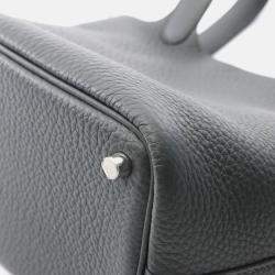Pre Owned Hermes Picotin Lock Green Vert Fonce Clemence Leather Handbag PM