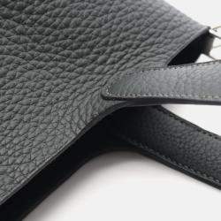 Pre Owned Hermes Picotin Lock Green Vert Fonce Clemence Leather Handbag PM