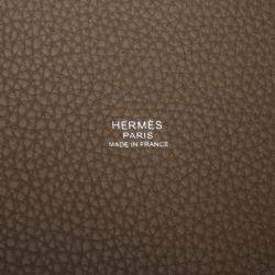 Pre Owned Hermes Picotin Lock Etoupe Grey Clemence Leather Tote PM