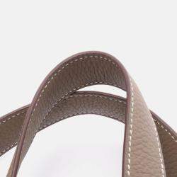 Pre Owned Hermes Picotin Lock Etoupe Grey Clemence Leather Tote PM