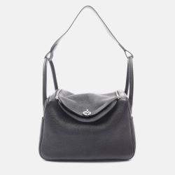Pre Owned Hermes Lindy 30 Black Clemence Leather Shoulder Bag
