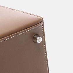 Pre Owned Hermes Kelly 28 Etoupe Grey Tadelakt Leather Handbag