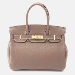 Pre Owned Hermes Birkin 30 Etoupe Togo Leather Handbag