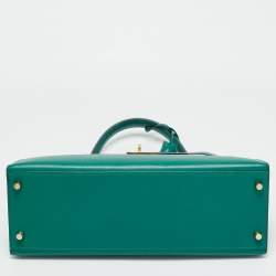 Pre Owned Hermes Malachite Epsom Leather Gold Finish Kelly Sellier 32 Bag