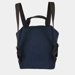 Pre Owned Hermes Navy Toile Officier Sac De Pansage Groom Backpack