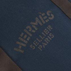 Pre Owned Hermes Navy Toile Officier Sac De Pansage Groom Backpack