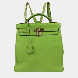 Pre Owned Hermes Apple Green Taurillon Clemence Kelly A Dos GM Backpack