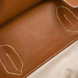 Pre Owned Hermes Haut a Courroies Natural Gold Crinoline Barenia 45 Handbag