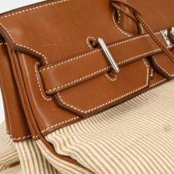 Pre Owned Hermes Haut a Courroies Natural Gold Crinoline Barenia 45 Handbag