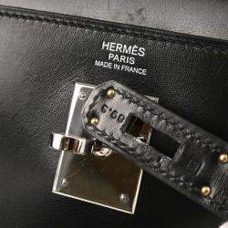 Pre Owned Hermes Kelly 32 Retourne Black Box Calf 2way Handbag