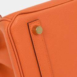 Pre Owned Hermes Birkin 25 Mango Epsom Handbag