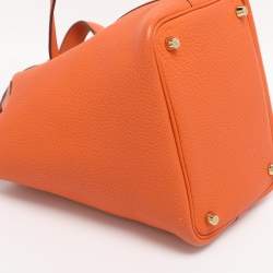 Pre Owned Hermes Apricot Taurillon Clemence Leather Picotin Lock 18 Bag