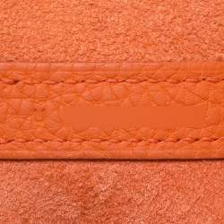 Pre Owned Hermes Apricot Taurillon Clemence Leather Picotin Lock 18 Bag