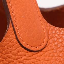 Pre Owned Hermes Apricot Taurillon Clemence Leather Picotin Lock 18 Bag
