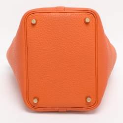 Pre Owned Hermes Apricot Taurillon Clemence Leather Picotin Lock 18 Bag