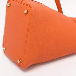 Pre Owned Hermes Apricot Taurillon Clemence Leather Picotin Lock 18 Bag