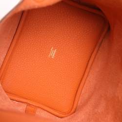 Pre Owned Hermes Apricot Taurillon Clemence Leather Picotin Lock 18 Bag