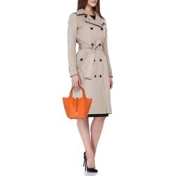 Pre Owned Hermes Apricot Taurillon Clemence Leather Picotin Lock 18 Bag