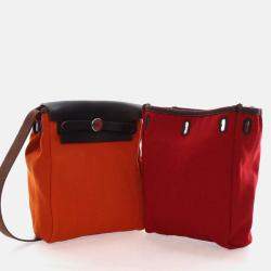 Pre Owned Hermes Herbag TPM Orange Canvas Bag 