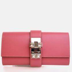 Pre Owned Hermes Tadelakt Medor Rose Lipstick Clutch