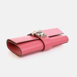 Pre Owned Hermes Tadelakt Medor Rose Lipstick Clutch