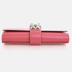 Pre Owned Hermes Tadelakt Medor Rose Lipstick Clutch