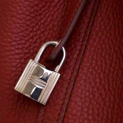 Pre Owned Hermes Picotin Lock 18 Rouge Grenat Clemence Bag