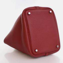 Pre Owned Hermes Picotin Lock 18 Rouge Grenat Clemence Bag