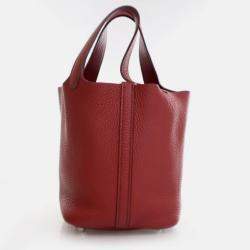 Pre Owned Hermes Picotin Lock 18 Rouge Grenat Clemence Bag