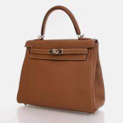 Pre Owned Hermes Kelly 25 Gold Togo Handbag