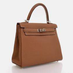 Pre Owned Hermes Kelly 25 Gold Togo Handbag