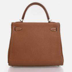Pre Owned Hermes Kelly 25 Gold Togo Handbag