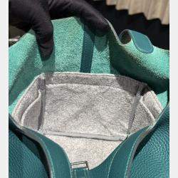 Pre Owned Hermes Picotin Lock 22 Clemence Malachite Bag