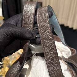 Pre Owned Hermes Picotin 22 Cacao Blue Jean Clemence Bag
