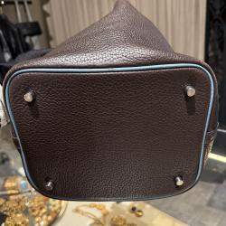 Pre Owned Hermes Picotin 22 Cacao Blue Jean Clemence Bag
