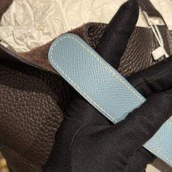 Pre Owned Hermes Picotin 22 Cacao Blue Jean Clemence Bag