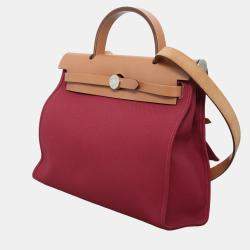 Pre Owned Herbag Zip 31 Red Canvas Leather Bag