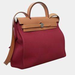 Pre Owned Herbag Zip 31 Red Canvas Leather Bag