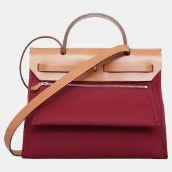 Pre Owned Herbag Zip 31 Red Canvas Leather Bag