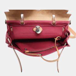 Pre Owned Herbag Zip 31 Red Canvas Leather Bag
