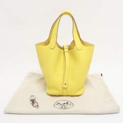 Pre Owned Hermes Jaune Citron Taurillon Clemence Leather Picotin Lock 18 Bag