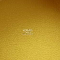 Pre Owned Hermes Jaune Citron Taurillon Clemence Leather Picotin Lock 18 Bag