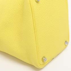 Pre Owned Hermes Jaune Citron Taurillon Clemence Leather Picotin Lock 18 Bag