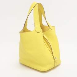 Pre Owned Hermes Jaune Citron Taurillon Clemence Leather Picotin Lock 18 Bag