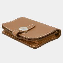 Pre Owned Hermes Dogon Card Case Gold Evercolor