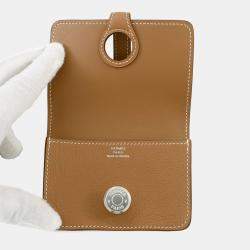 Pre Owned Hermes Dogon Card Case Gold Evercolor