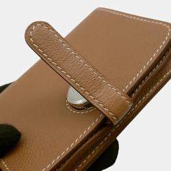 Pre Owned Hermes Dogon Card Case Gold Evercolor