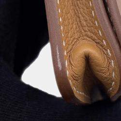 Pre Owned Hermes Dogon Card Case Gold Evercolor